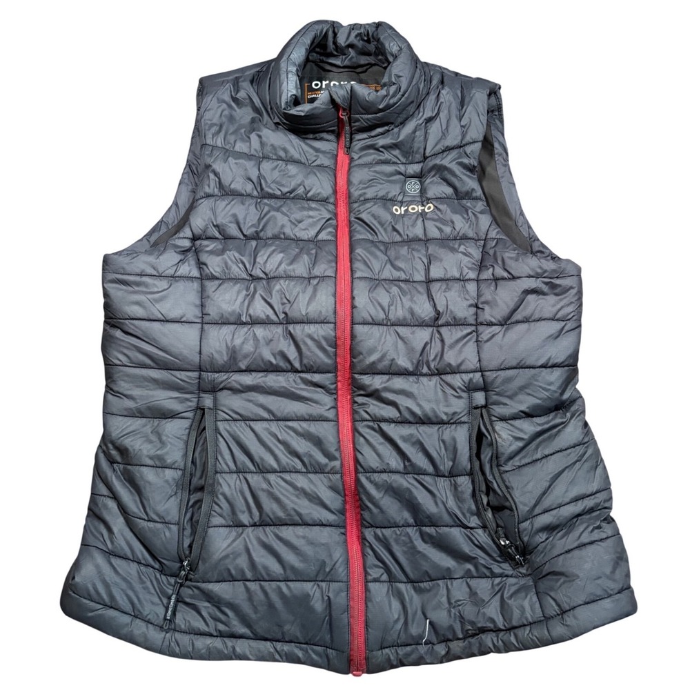 Ororo Mens Heated Puffer‎ Vest Black Red Zip Quilted Lightweight Size Medium